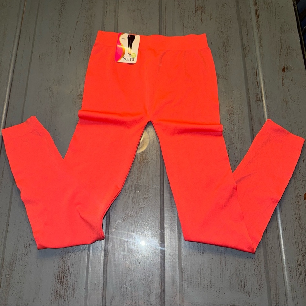 NWT~ SOFRA EX9000 Womens Stretch Leggings Coral Pink Free Size ONE SIZE